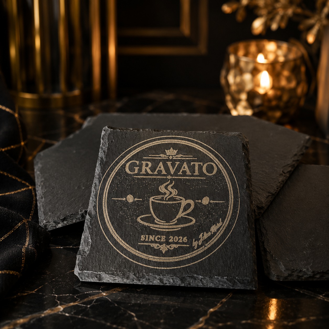 Coaster Ardezie Personalizabil Patrat